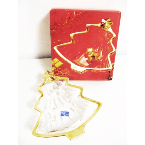 NEW STUDIO NOVA Gold Trim Holiday/Christmas Tree Shaped Glass Dish - Picture 2 of 2